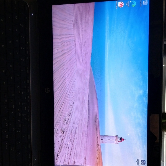 HP Laptop with Pink and Blue Display